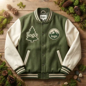 13 Moss Green Custom Varsity Jacket - Nature Inspired
