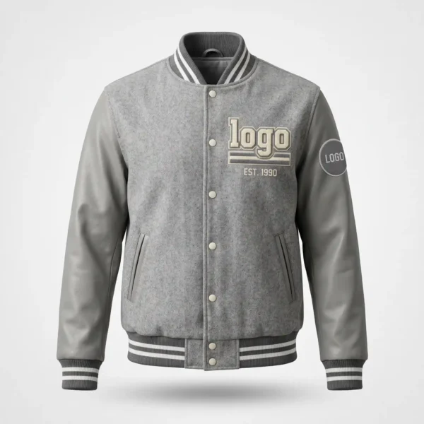 14 Heather Grey Custom Varsity Jacket - Timeless Neutral