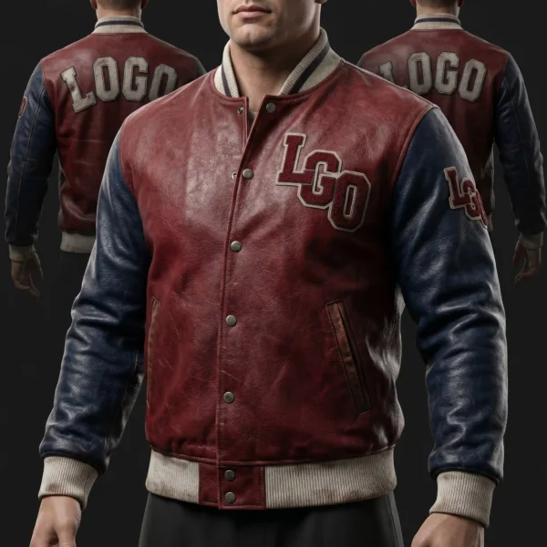 2 Custom Worn Leather Varsity Jacket - American Retro