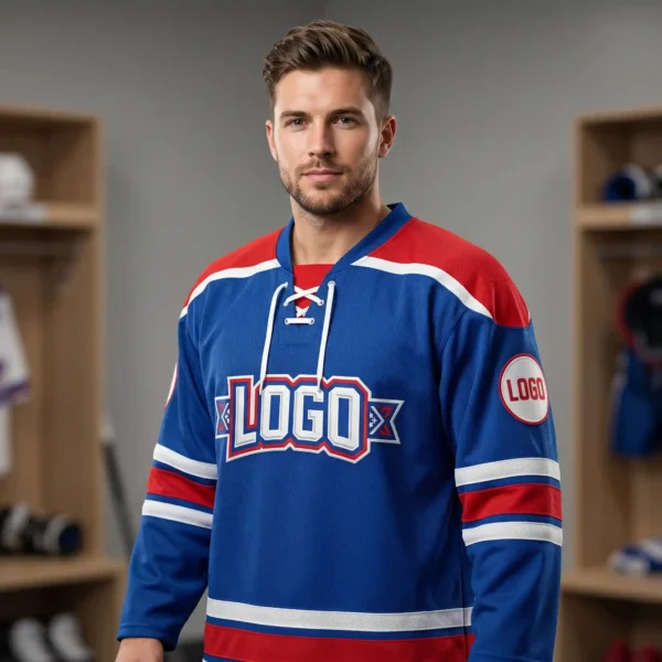 22 Custom Lace Neck Hockey Jerseys - Classic Pro Collar Style