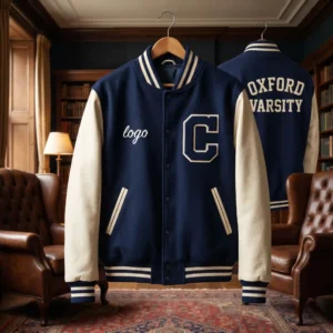 24 Custom Oxford Navy Varsity Jacket - Classic Professional