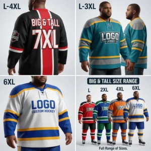 27 Big & Tall Custom Hockey Jerseys - Full Range of Sizes