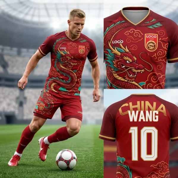 Custom China Team Soccer Jersey - Dragon Motif Personalized Gear Custom China Team Soccer Jersey - Dragon Motif Personalized Gear