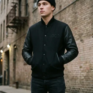 39 Custom All-Black Stealth Varsity Jacket - Urban Sleek