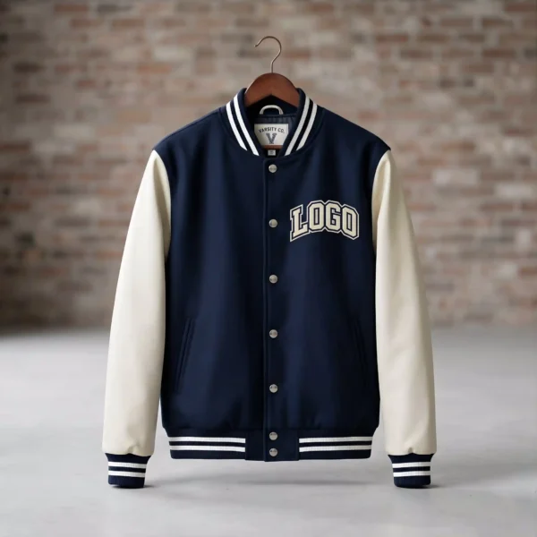 43 Custom Contrast Sleeve Varsity Jacket - Classic Two-Tone