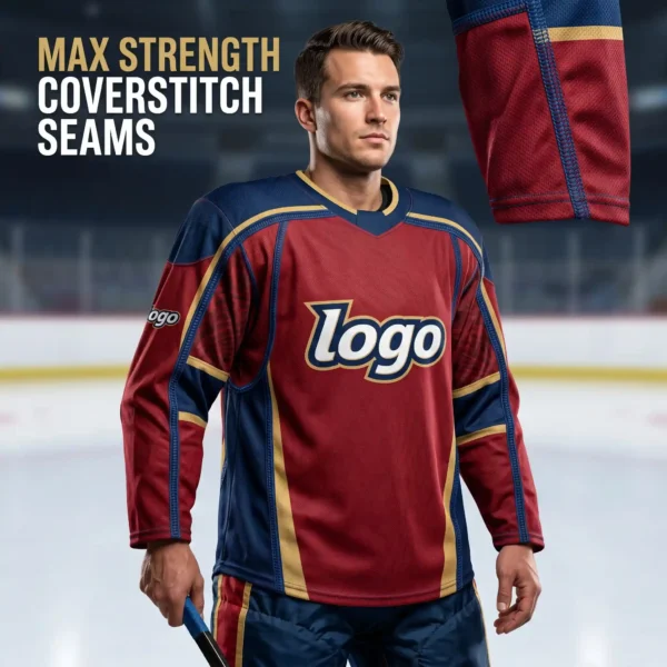 Custom Hockey Jerseys with Coverstitch Seams - Max Strength