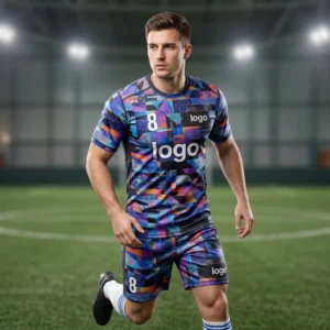 Geometric Pattern Custom Soccer Kit - Digital Glitch Aesthetic