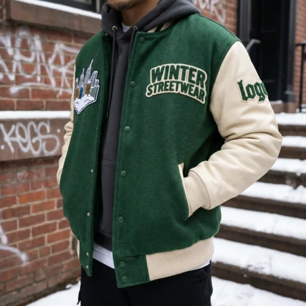 54 Custom Wool-Blend Baseball Coat - Winter Streetwear
