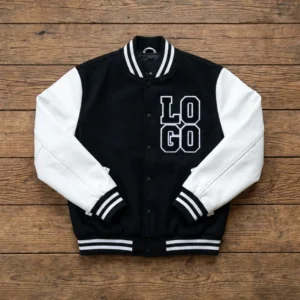 61 Custom Black and White Varsity Jacket - Timeless Contrast