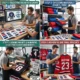 Custom ice hockey jersey customization: player selecting fabric and team colors on design table