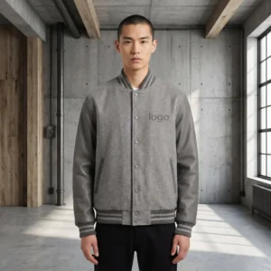 Custom Urban Grey Varsity Jacket - Modern Neutral Fit