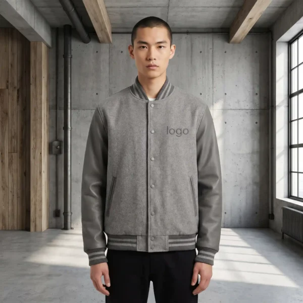 74 Custom Urban Grey Varsity Jacket - Modern Neutral Fit
