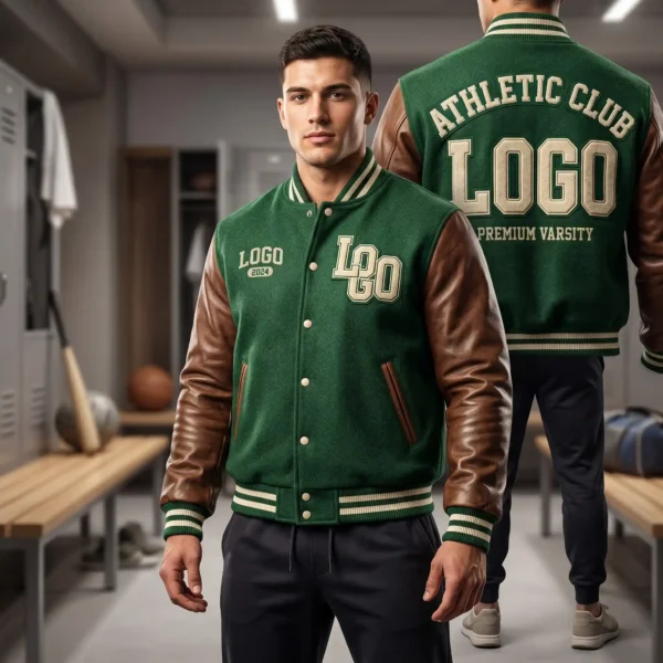 Custom Premium Wool Varsity Jacket with Leather Sleeves