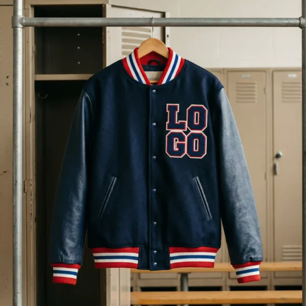 Custom Striped Trim Varsity Jacket - Sporty Classic Look