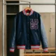 Custom Striped Trim Varsity Jacket - Sporty Classic Look