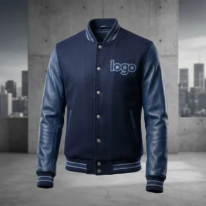 Custom Urban Blue Varsity Jacket - Sleek Professional Fit