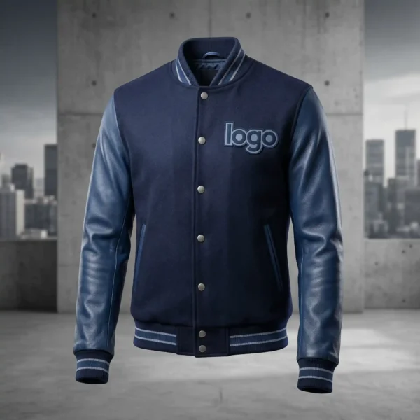 Custom Urban Blue Varsity Jacket - Sleek Professional Fit