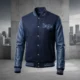 Custom Urban Blue Varsity Jacket - Sleek Professional Fit