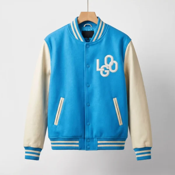 89 Custom Bright Sky Blue Varsity Jacket - Fresh Modern Fit