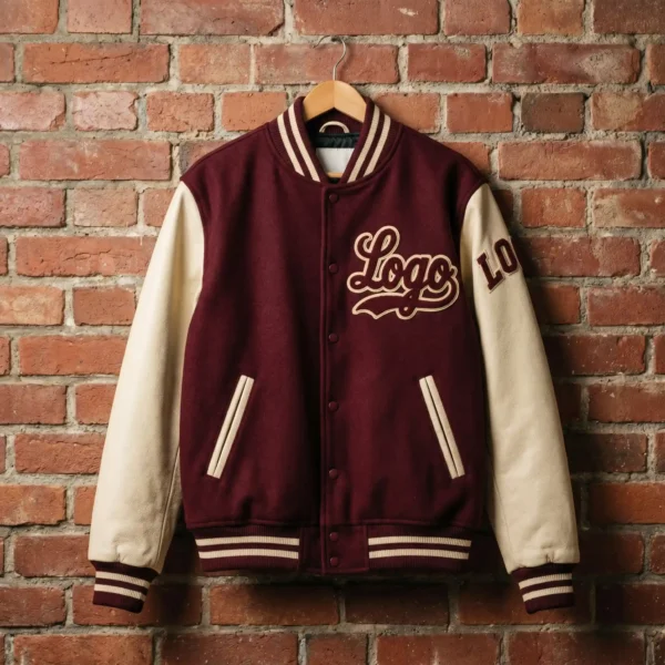Custom Retro Burgundy Varsity Jacket - Classic Rich Tone