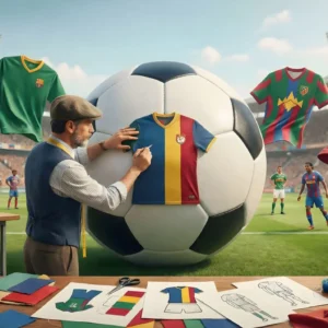 High-quality premium custom soccer jerseys and football kits with a modern design and a standard soccer ball.