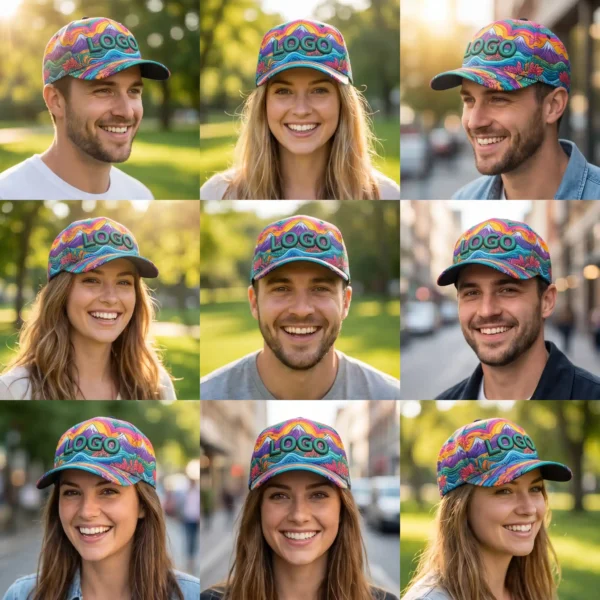15 Sublimation Print All-Over Pattern Custom Cap