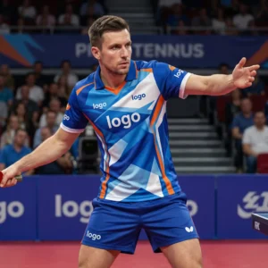Custom Ping Pong Jersey with Sponsor Logos - Full Sublimation Ready