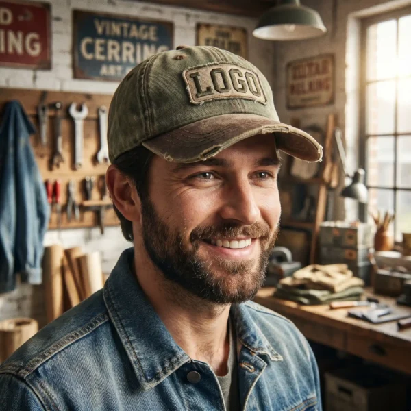 Distressed Retro Style Custom Logo Dad Hat